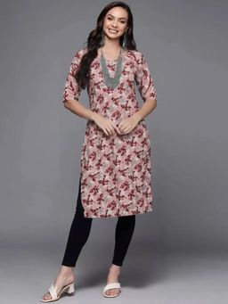 Gahan - Women Stylish Crepe Printed Straight Kurta - Pink