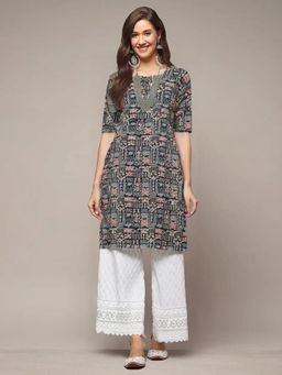 Gahan - Women Stylish Crepe Printed Straight Kurta - Teal