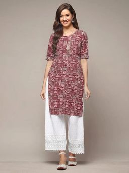 Gahan - Women Stylish Crepe Printed Straight Kurta - Red