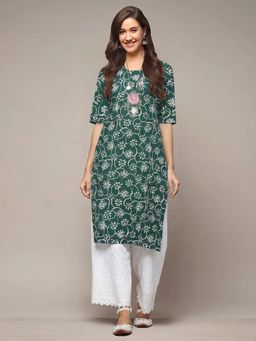 Gahan - Women Stylish Crepe Printed Straight Kurta - Green