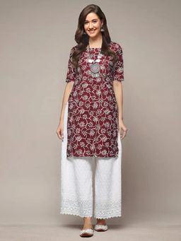 Gahan - Women Stylish Crepe Printed Straight Kurta - Maroon