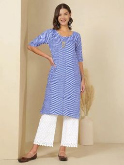 Gahan - Women Stylish Crepe Printed Straight Kurta - Navy Blue