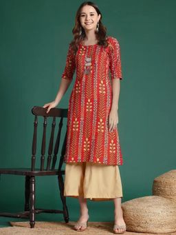 Gahan - Women Stylish Crepe Printed Straight Kurta - Red