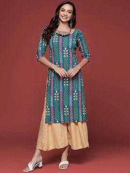 Gahan - Women Stylish Crepe Printed Straight Kurta - Blue