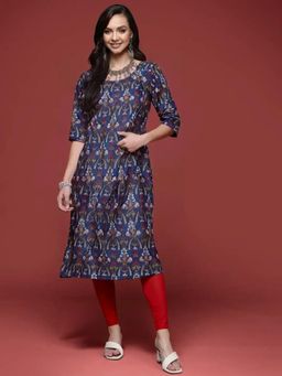Gahan - Women Stylish Crepe Printed Straight Kurta - Navy Blue