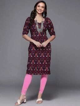 Gahan - Women Stylish Crepe Printed Straight Kurta - Maroon