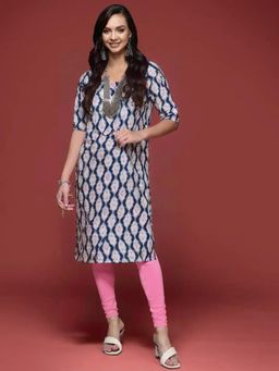 Gahan - Women Stylish Crepe Printed Straight Kurta - Navy Blue