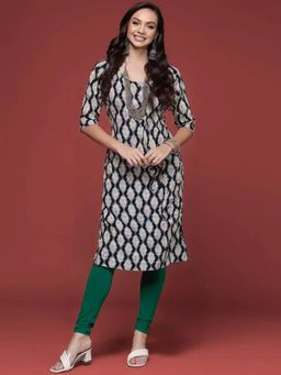 Gahan - Women Stylish Crepe Printed Straight Kurta - Black