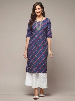 Gahan - Women Stylish Crepe Printed Straight Kurta - Navy Blue
