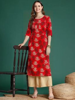 Gahan - Women Stylish Crepe Printed Straight Kurta - Red