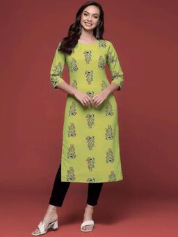 Gahan - Women Stylish Crepe Printed Straight Kurta - Green