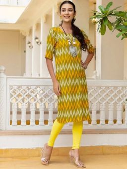Gahan - Women Stylish Crepe Printed Straight Kurta - Yellow