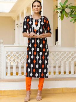 Gahan - Women Stylish Crepe Printed Straight Kurta - Black