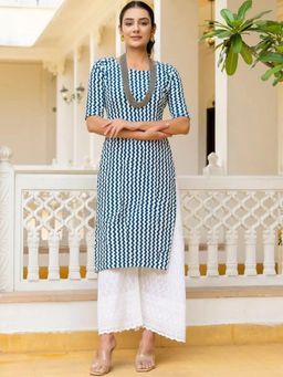 Gahan - Women Stylish Crepe Printed Straight Kurta - Blue