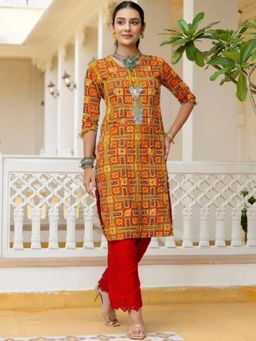 Gahan - Women Stylish Crepe Printed Straight Kurta - Multi-Color