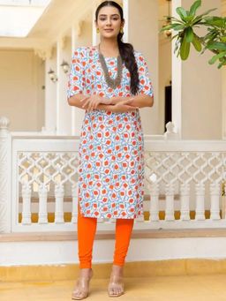 Gahan - Women Stylish Crepe Printed Straight Kurta - White