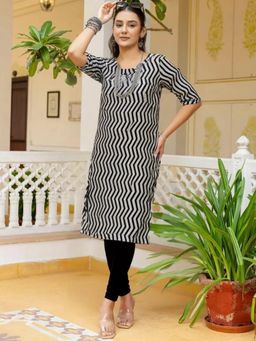 Gahan - Women Stylish Crepe Printed Straight Kurta - Black
