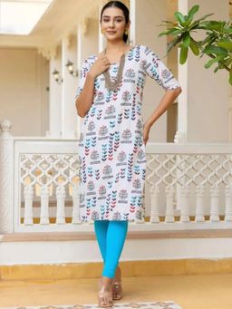 Gahan - Women Stylish Crepe Printed Straight Kurta - White