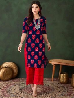 Gahan - Women Stylish Crepe Printed Straight Kurta - Blue
