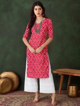 Gahan - Women Stylish Crepe Printed Straight Kurta - Pink