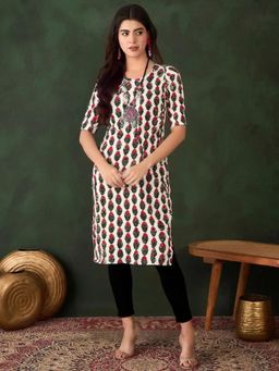 Gahan - Women Stylish Crepe Printed Straight Kurta - White