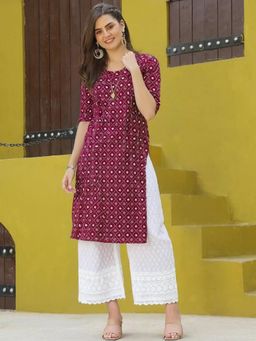 Gahan - Women Stylish Crepe Printed Straight Kurta - Purple