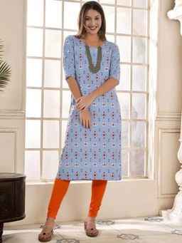 Gahan - Women Stylish Crepe Printed Straight Kurta - Blue