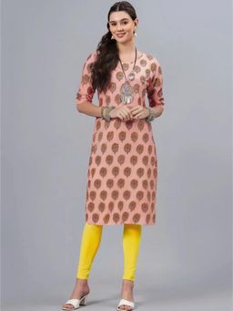 Gahan - Women Stylish Crepe Printed Straight Kurta - Peach