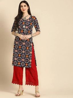 Gahan - Women Stylish Crepe Printed Straight Kurta - Black