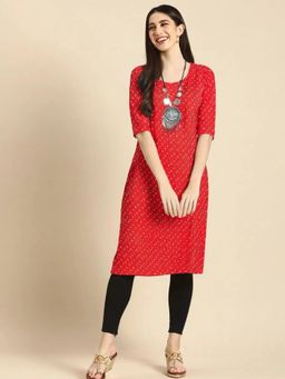 Gahan - Women Stylish Crepe Printed Straight Kurta - Red
