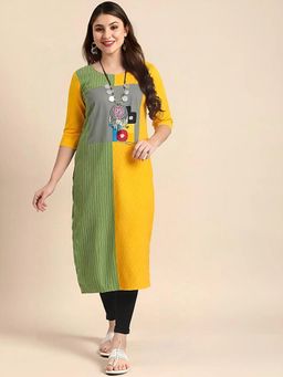 Gahan - Women Stylish Crepe Printed Straight Kurta - Yellow