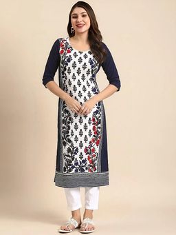 Gahan - Women Stylish Crepe Printed Straight Kurta - Navy Blue