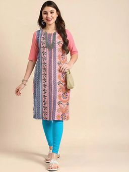 Gahan - Women Stylish Crepe Printed Straight Kurta - Pink