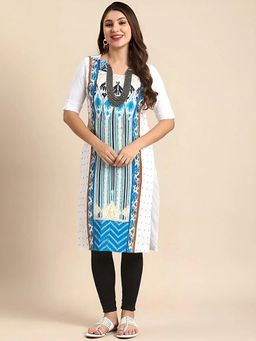 Gahan - Women Stylish Crepe Printed Straight Kurta - White