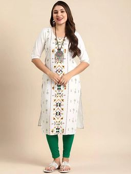 Gahan - Women Stylish Crepe Printed Straight Kurta - White