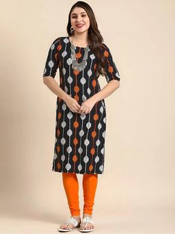 Gahan - Women Stylish Crepe Printed Straight Kurta - Black