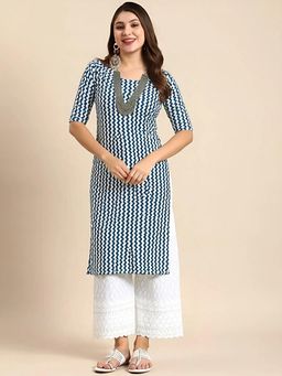 Gahan - Women Stylish Crepe Printed Straight Kurta - Blue