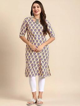Gahan - Women Stylish Crepe Printed Straight Kurta - Beige