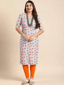 Gahan - Women Stylish Crepe Printed Straight Kurta - White