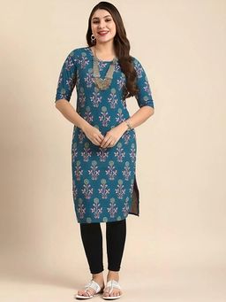 Gahan - Women Stylish Crepe Printed Straight Kurta - Teal