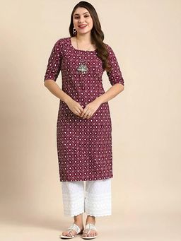 Gahan - Women Stylish Crepe Printed Straight Kurta - Wine