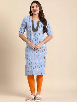 Gahan - Women Stylish Crepe Printed Straight Kurta - Blue