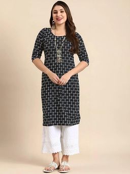 Gahan - Women Stylish Crepe Printed Straight Kurta - Black