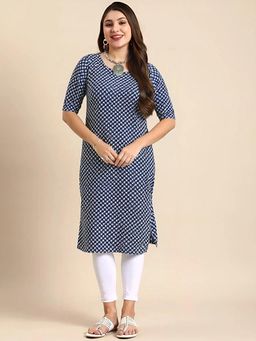 Gahan - Women Stylish Crepe Printed Straight Kurta - Navy Blue