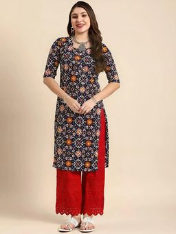 Gahan - Women Stylish Crepe Printed Straight Kurta - Black