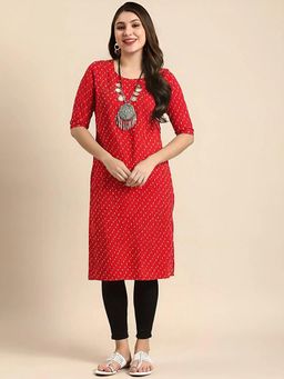 Gahan - Women Stylish Crepe Printed Straight Kurta - Red
