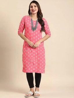 Gahan - Women Stylish Crepe Printed Straight Kurta - Pink