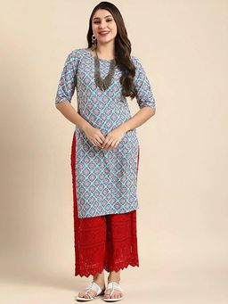 Gahan - Women Stylish Crepe Printed Straight Kurta - Blue