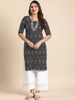 Gahan - Women Stylish Crepe Printed Straight Kurta - Black