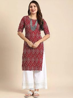 Gahan - Women Stylish Crepe Printed Straight Kurta - Maroon